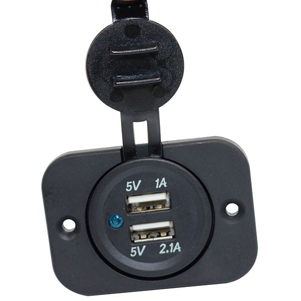 Doppia presa USB con piastra rettangolare