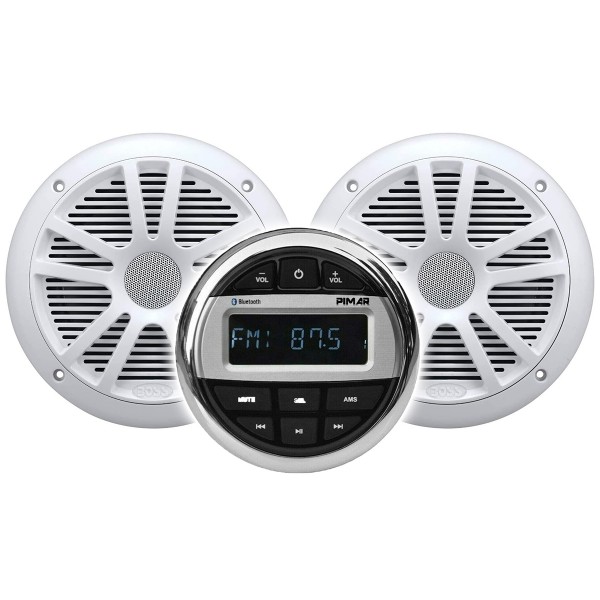 Kit impianto stereo marino bluetooth con 2 casse Boss Marine 180 W + Telecomando + USB + CUSTODIA Kit impianto stereo marino bluetooth con 2 casse Boss Marine 180 W + Telecomando + USB + CUSTODIA