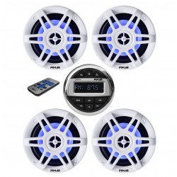 Kit impianto stereo marino bluetooth con 4 casse LED