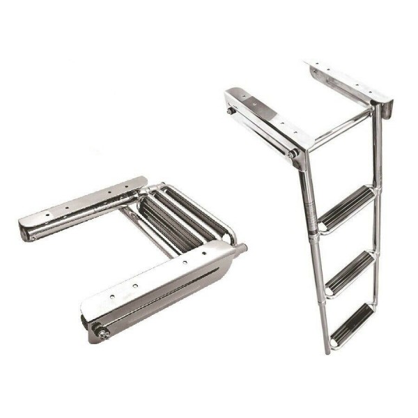 Scaletta a scomparsa in acciaio inox 316 con 4 gradini larghi Scaletta a scomparsa in acciaio inox 316 con 4 gradini larghi