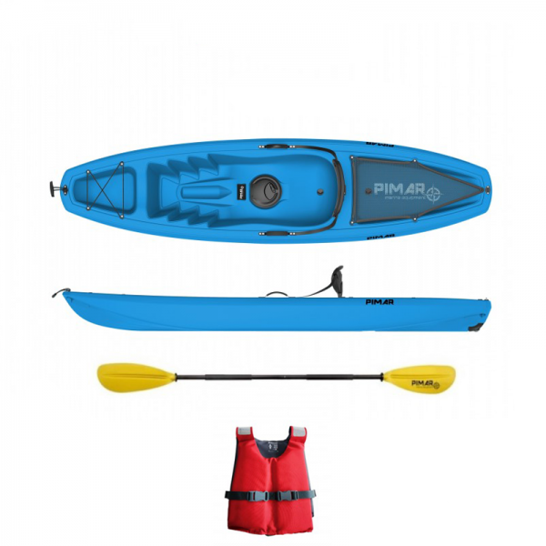 Kayak canoa pimar 10003 blu da 266 cm + 1 gavone+ 1 pagaia + 1 seggiolino sport + giubbotto di salvataggio Kayak canoa pimar 10003 blu da 266 cm + 1 gavone+ 1 pagaia + 1 seggiolino sport + giubbotto di salvataggio