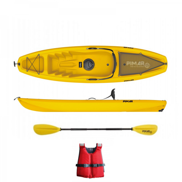 Kayak canoa pimar 10003 yellow da 266 cm + 1 gavone+ 1 pagaia + 1 seggiolino sport + giubbotto di salvataggio Kayak canoa pimar 10003 yellow da 266 cm + 1 gavone+ 1 pagaia + 1 seggiolino sport + giubbotto di salvataggio
