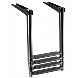 SCALETTA INOX RIBALTABILE TELESCOPICA 4 GRADINI 115X30 PER GOMMONE BARCA NERA