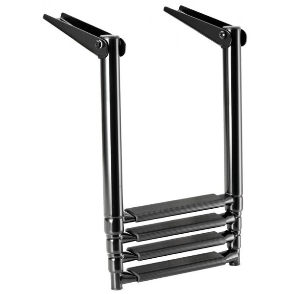 SCALETTA INOX RIBALTABILE TELESCOPICA 4 GRADINI 115X30 PER GOMMONE BARCA NERA