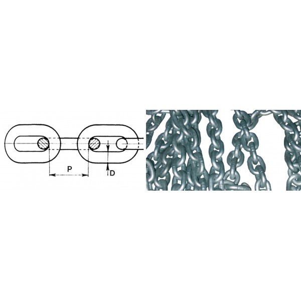 Catena calibrata zincata a fuoco da mm.8 fascio da 50 mt Catena calibrata zincata a fuoco da mm.8 fascio da 50 mt