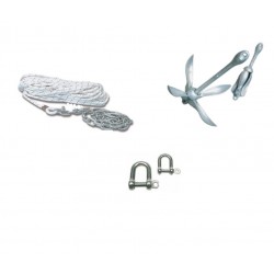 Kit ancoraggio e ormeggio, catena, grilli con ancora ad ombrello zincata