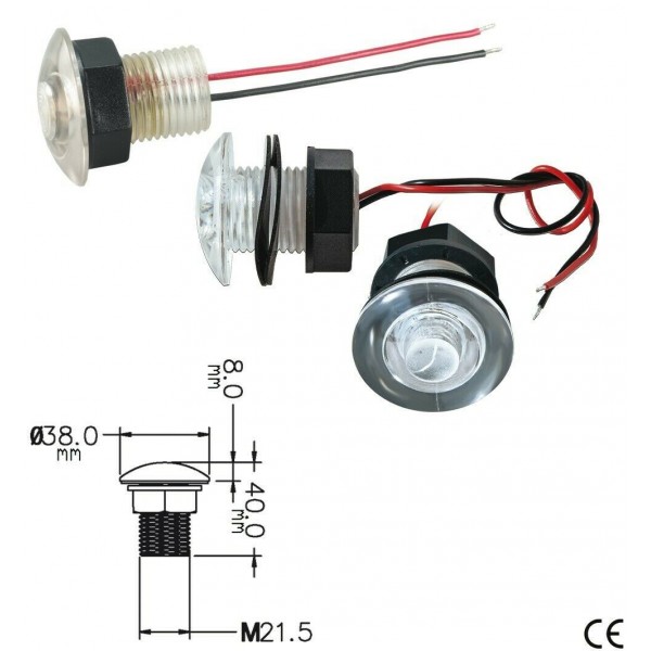 Luce a led segna passo bianca / blu 12-24v