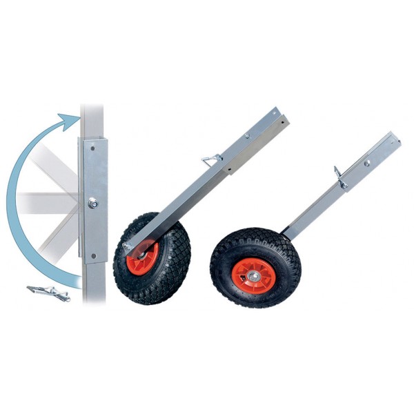 Ruote alaggio in alluminio con staffe ribaltabili per gommoni e barche