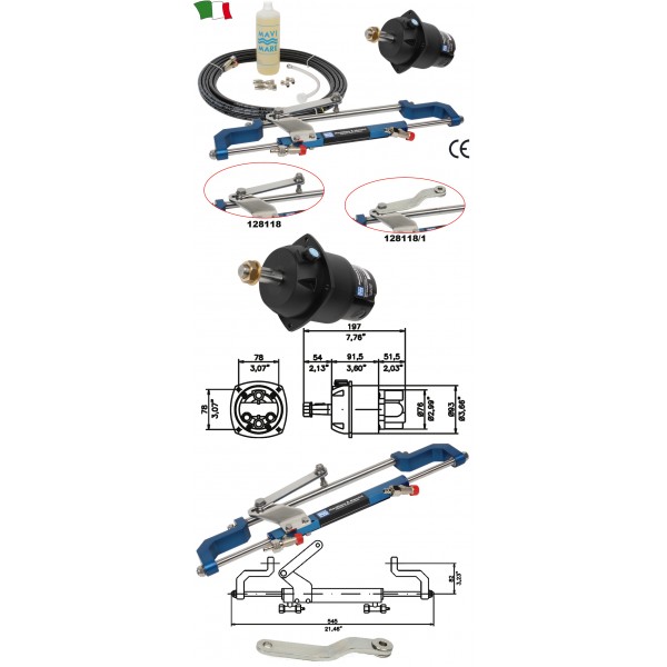 Timoneria idraulica kit-gf90brt mavi mare mancini fino 80 hp motore fuoribordo 